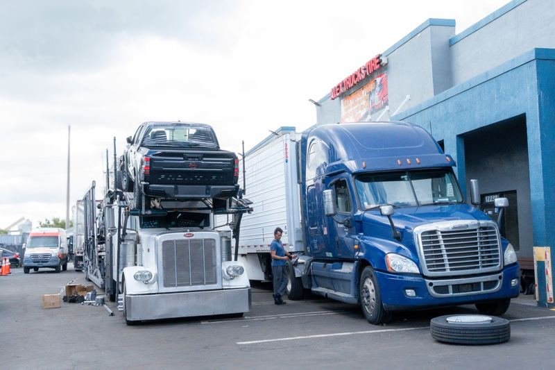 Trucks at the Alex Truck Tire shop
